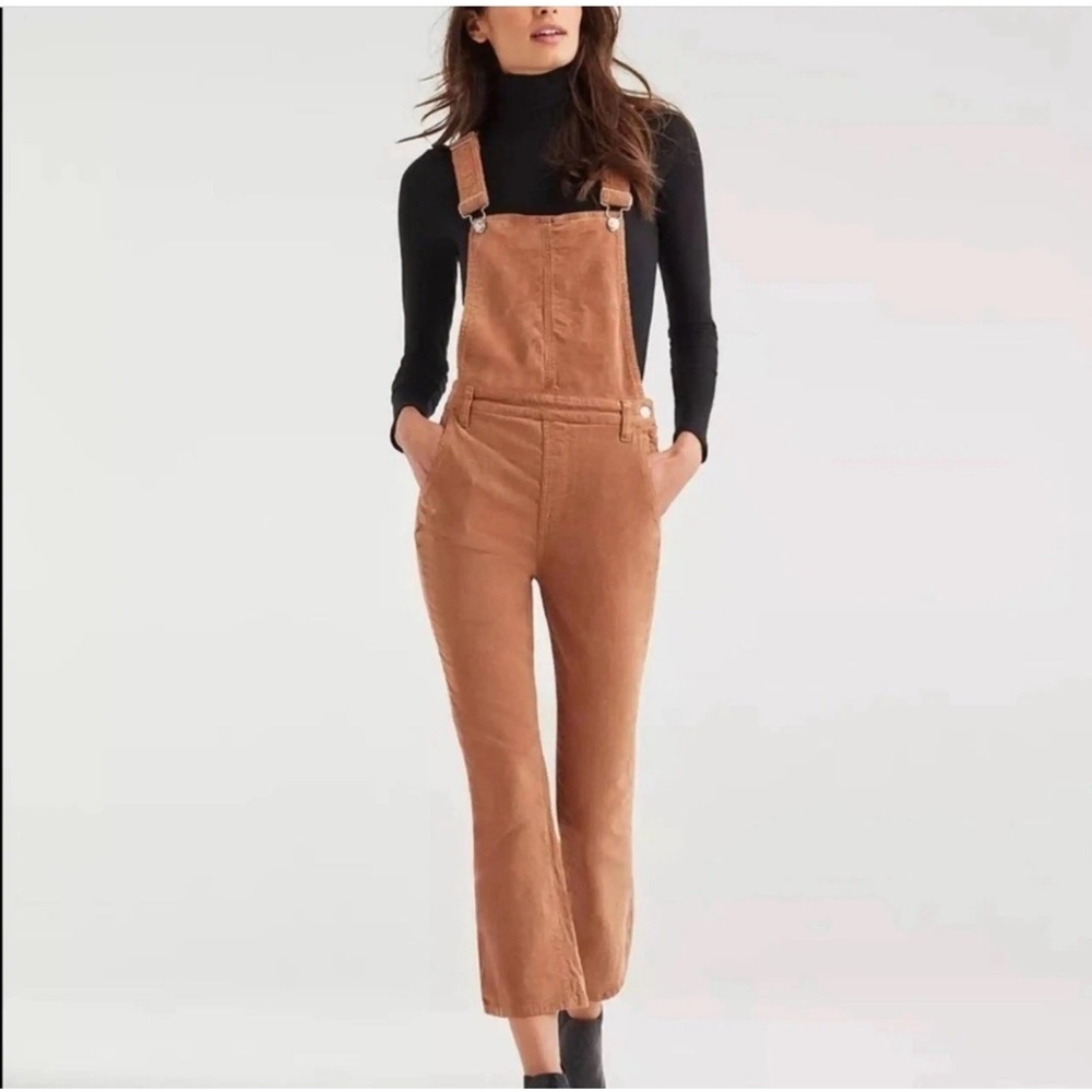 7 For All Mankind Slim Kick Vintage Corduroy Overalls, Women's Size XS Penny